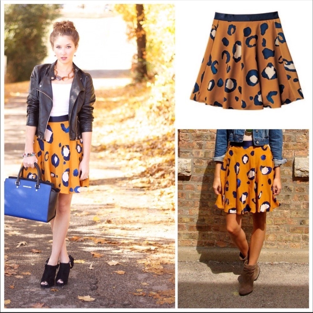 3.1 Phillip Lim Skirt Womens 10 Orange Leopard 20th Anniversary Flared Mini